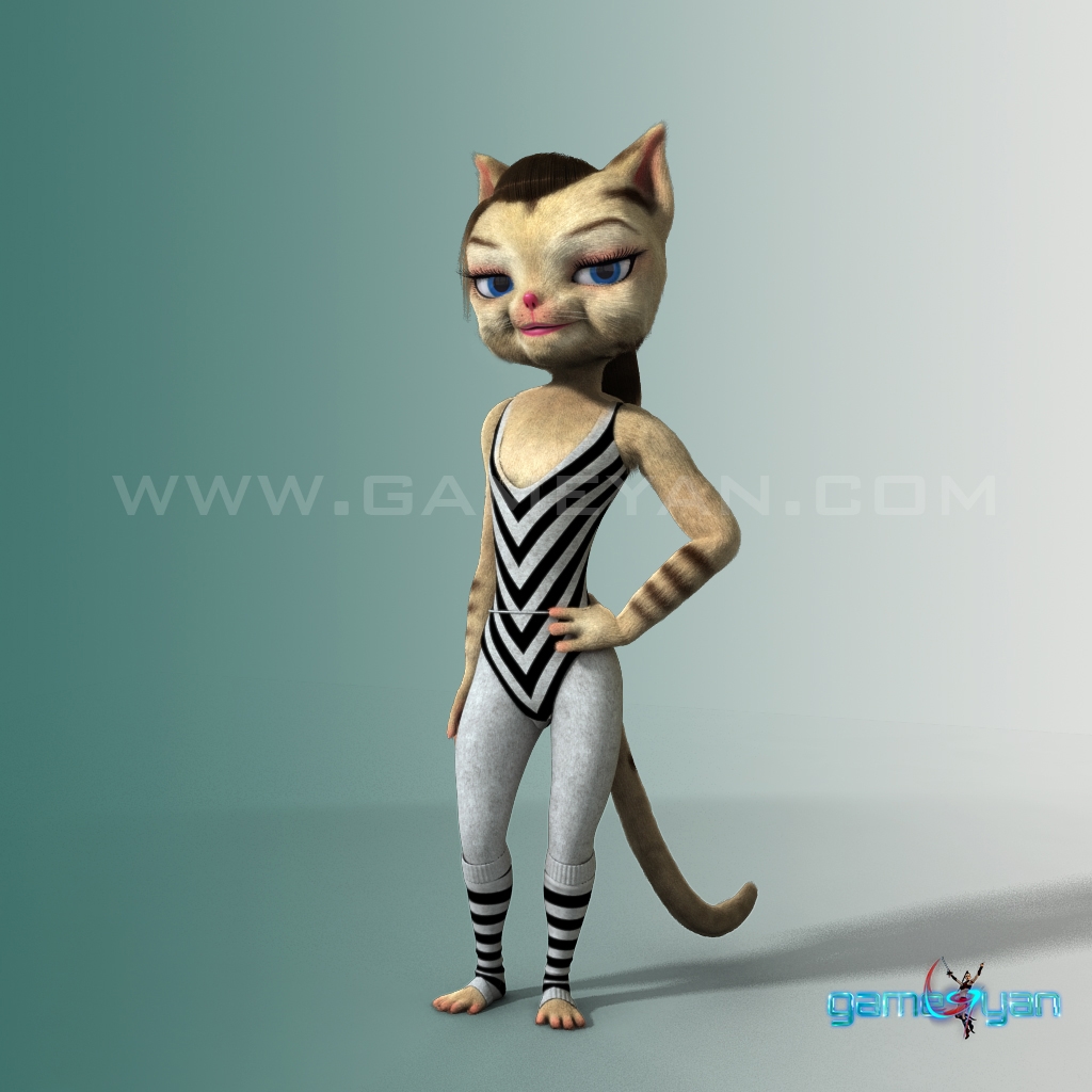 Kitty 3D cat character modeling animation by 3D Production Animation Studio